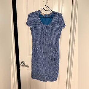 Chic Blue Polka Dot Midi Dress